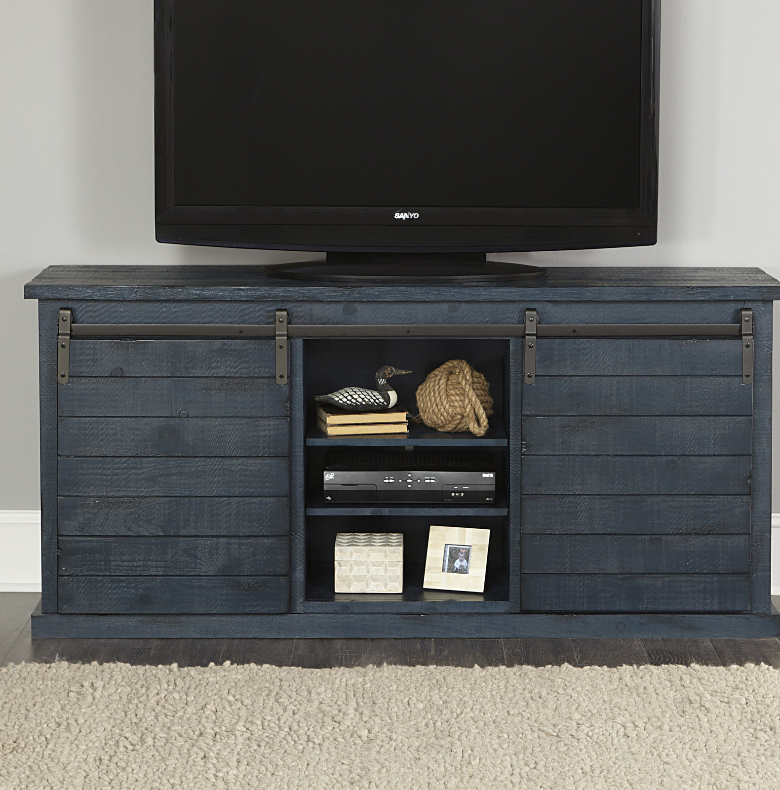 Navy Blue TV Stand Add Calm and Soothe Vibe to Your Room